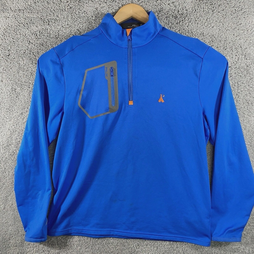 Ralph Lauren RLX Mens Pullover‎ Blue Jersey 1/4 Zip Size Large Performance Golf